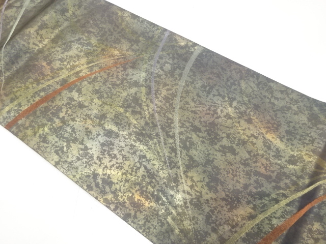 引箔　草葉模様織り出し　袋帯